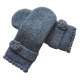 克拉斯卡CLASSIC-包邮冬季加厚双层纯羊毛保暖连指手套 闷子女款毛线手套 灰色 均码