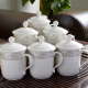 洁雅杰陶瓷茶杯 带盖水杯子(350ml)陶瓷茶杯陶瓷办公杯6只装 中华杯