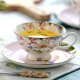 瓷秀源（cixiuyuan） 欧式骨瓷咖啡杯套装创意陶瓷咖啡杯碟欧式咖啡杯碟勺 红茶杯 粉色（容量210ML 碟直径15cm）送白色咖啡勺