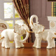 达沃（dawo）鎏金招财大象摆件一对欧式家居装饰品客厅酒柜电视柜陶瓷工艺品 中号一对