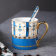 心饰园（XINSHIYUAN） 心饰园描金骨瓷马克杯创意陶瓷咖啡杯子大容量水杯礼盒装 蓝色鎏金岁月马克杯（礼盒装）