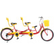 欧派帝22英寸三人亲子多双人骑自行车带小孩家庭旅行景点观光自行车 红色 22寸