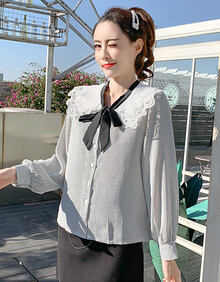 joy of joy 京东女装春季娃娃领长袖衬衫衣大码上衣女潮 jwcc191349