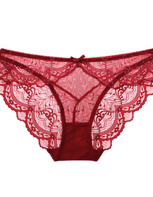 酒红色蕾丝内裤