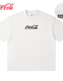 可口可乐（Coca-Cola）短袖T恤男夏季冰感透气速干字母发泡印花半袖 男女同款 白色冰感M