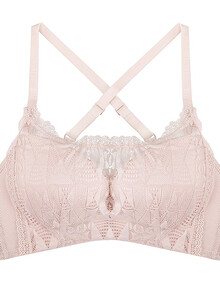贵夫人无钢圈交叉带美背蕾丝少女文胸聚拢防走光少女裹胸性感内衣1112
