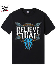 wwe潮牌2020春夏新款罗门伦斯印花圆领短袖t恤 黑色 s