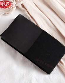 毛圈中厚假过膝袜拼接大腿丝袜打底袜 专柜正品上黑色 下黑色细条纹