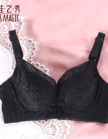 套装内衣女小胸升杯上托聚拢文胸蕾丝刺绣女士胸罩套装3748 深蓝 85c