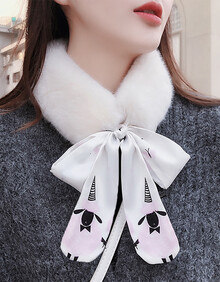 领子网红ins风毛绒围巾冬季女保暖毛领围脖飘带学生韩版仿兔毛围领女