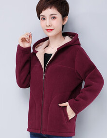 摇粒绒外套女户外抓绒衣上衣加绒加厚保暖卫衣开衫秋冬妈妈中老年云翔