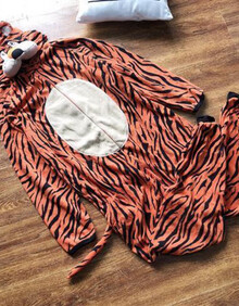 情侣款老虎造型连体衣男女睡衣起居服秋冬款冬季摇粒绒新 老虎连体衣