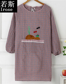 【新品】带袖子的围裙存棉长袖围裙大人男女可爱罩衣厨房家用做饭防水