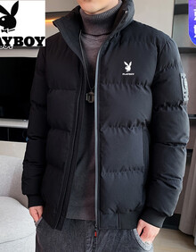 花花公子高档棉服男士外套秋冬季加肥加大码棉衣胖子男装棉袄短款轻奢