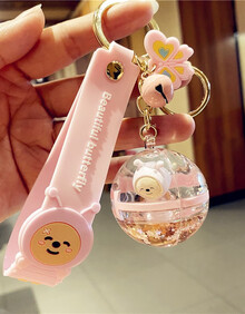 书包挂链水晶 水晶球女生生日实用饰品液体流动流沙瓶钥匙扣挂件书包