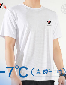 雅鹿男士短袖T恤冰感速干夏季薄款宽松运动百搭纯色弹力体恤潮流上衣 白色T恤 2XL（建议120-150斤）