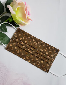 50只装口罩印花炸街潮牌一次性印花口罩三层加厚防护熔喷防尘 1#棕色