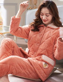 冬天加厚睡衣女士