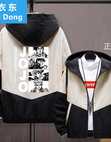 jojo的奇妙冒险风衣春秋款男承太郎衣服宽松大码工装夹克外套 灰色
