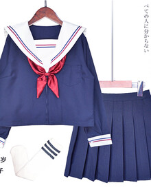 日系长袖水手服小学生jk制服百褶裙校服班服短袖裤裙秋季套装 深蓝色