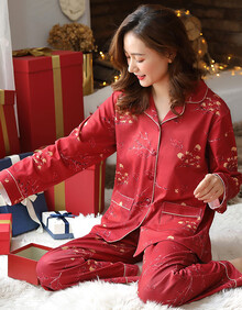 女睡衣纯棉红色