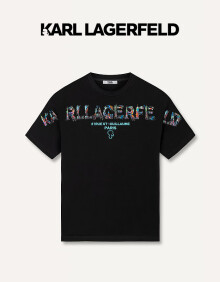 Karl Lagerfeld卡尔拉格斐2024夏季新款KLlogo印花短袖T恤老佛爷 黑色 46