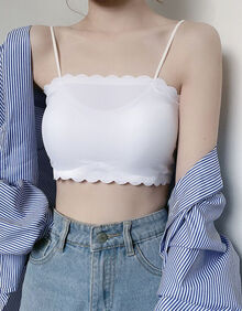 抹胸式内衣女聚拢文胸一体美背吊带网红裹胸打底背心 白色(送小礼品)