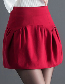 2020冬季新款半身裙女时尚防走光灯笼裙短裙大码女短裙 红色 fq-933 m