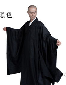 广袖海青僧服居士服男女款海清秋冬季佛教法会袈裟木兰色僧衣 黑色 39