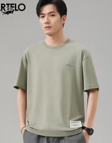 卡帝乐鳄鱼（CARTELO）短袖t恤男夏季休闲短袖男圆领打底衫透气上衣男装 复古绿色 XL 