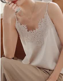 芬腾真蚕丝吊带打底背心真丝蕾丝内衣女士新款高档黑白色内搭夏季百搭