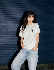 mlb官方 男女泫雅同款短袖2021春季新款圆领运动上衣宽松半袖t恤泫雅