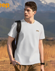 吉普（JEEP）短袖T恤男士夏季宽松潮牌凉感透气莫代尔衣服男装 白色 XL 