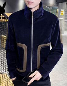 毛呢外套男蓝