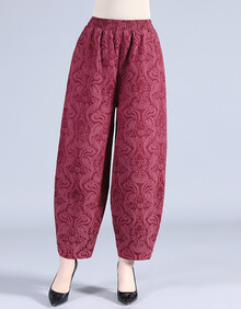 民族风灯笼裤高腰阔腿裤中老年人唐装长裤子女春秋棉麻妈妈萝卜裤复古