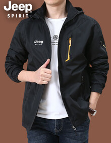 吉普JEEP外套男 2019春季新品 单层冲锋衣男速干衣春秋薄款立领夹克男 短款棒球领休闲男士外套 1825款-黑色 2XL