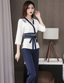 采耳师女衣服足浴spa技师工作服显瘦女新款气质养生会所美容采耳套装