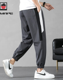 AEMAPE苹果夏季冰丝裤子男士休闲裤薄款宽松直筒束脚九分工装休闲裤男式 K01灰色 2XL