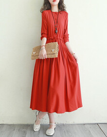 【橘红色长裙】价格_图片_品牌_怎么样-京东商城