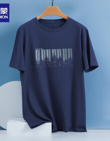 罗蒙（ROMON）短袖T恤男士夏季时商务休闲打底衫纯色圆领上衣男LP012 藏青 3XL 