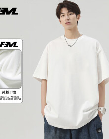 F3ML纯棉圆领短袖t恤男女士夏季薄款休闲纯色半袖打底衫MLF11白色XL