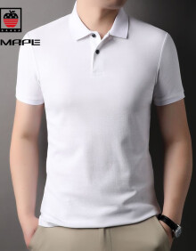 AEMAPE苹果2024年春季男装青年纯色polo衫商务绅士衬衫领短袖修身百搭男 白色 52