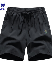 罗蒙（ROMON）短裤男夏季透气速干男士抽绳裤外穿男士DK0501 黑色 XL 