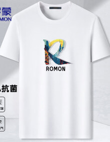 罗蒙（ROMON）短袖T恤男夏季潮流休闲上衣纯色百搭圆领短袖LP015 白色 2XL 