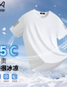 猫人（MiiOW）短袖T恤男士夏季冰感透气健身冰丝速干运动体恤上衣 白色 XL 