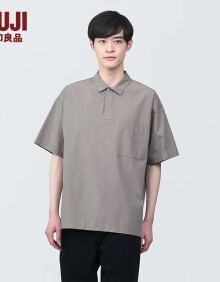 无印良品（MUJI） 男式 凉感 短袖POLO衫 男士 AC1W7C4S 浅灰棕色 M 170/92A