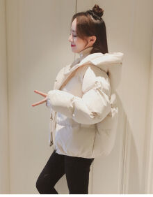 LNAN女装2021新款反季棉服女冬韩版宽松加厚短款学生小个子棉衣外套 米白色 M 100-115斤