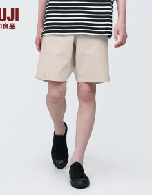 无印良品（MUJI） 男式 水洗 平纹 短裤 男士短裤子夏季款 休闲裤宽松 AED10A4S 浅灰色 M 170/80A