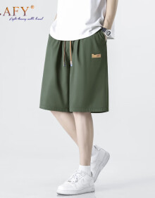 DAFY品牌2024年新款夏季透气百搭显高休闲时尚运动垂顺冰丝短裤 军绿色 3XL