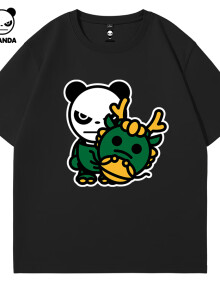 HIPANDA你好熊猫男重磅纯棉上衣潮牌个性龙年限定款趣味卡通T恤